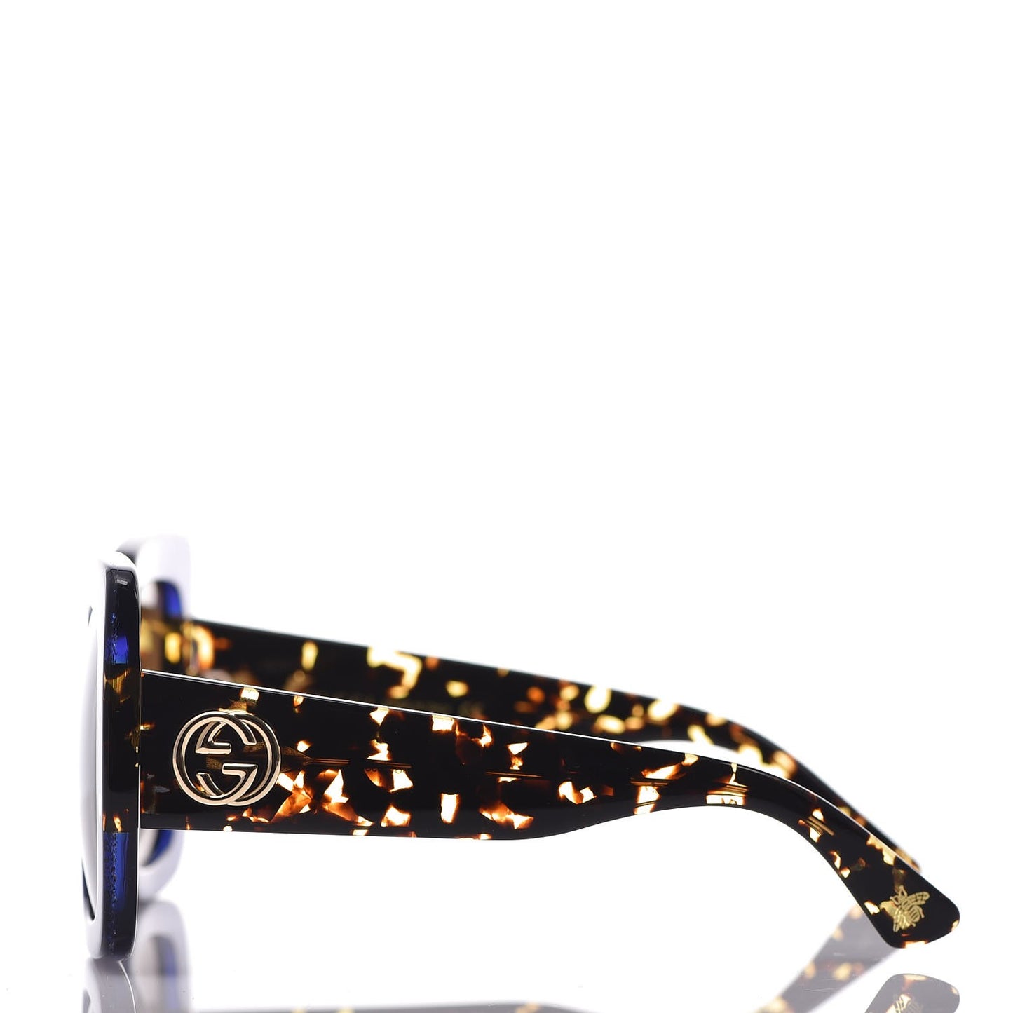 Square Frame GG0083S Sunglasses Glitter Blue Havana Brown