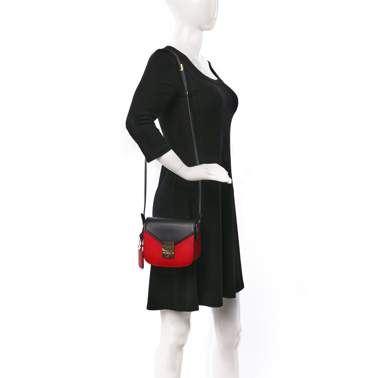 Calfskin Mini Patricia Crossbody Bag Red Black