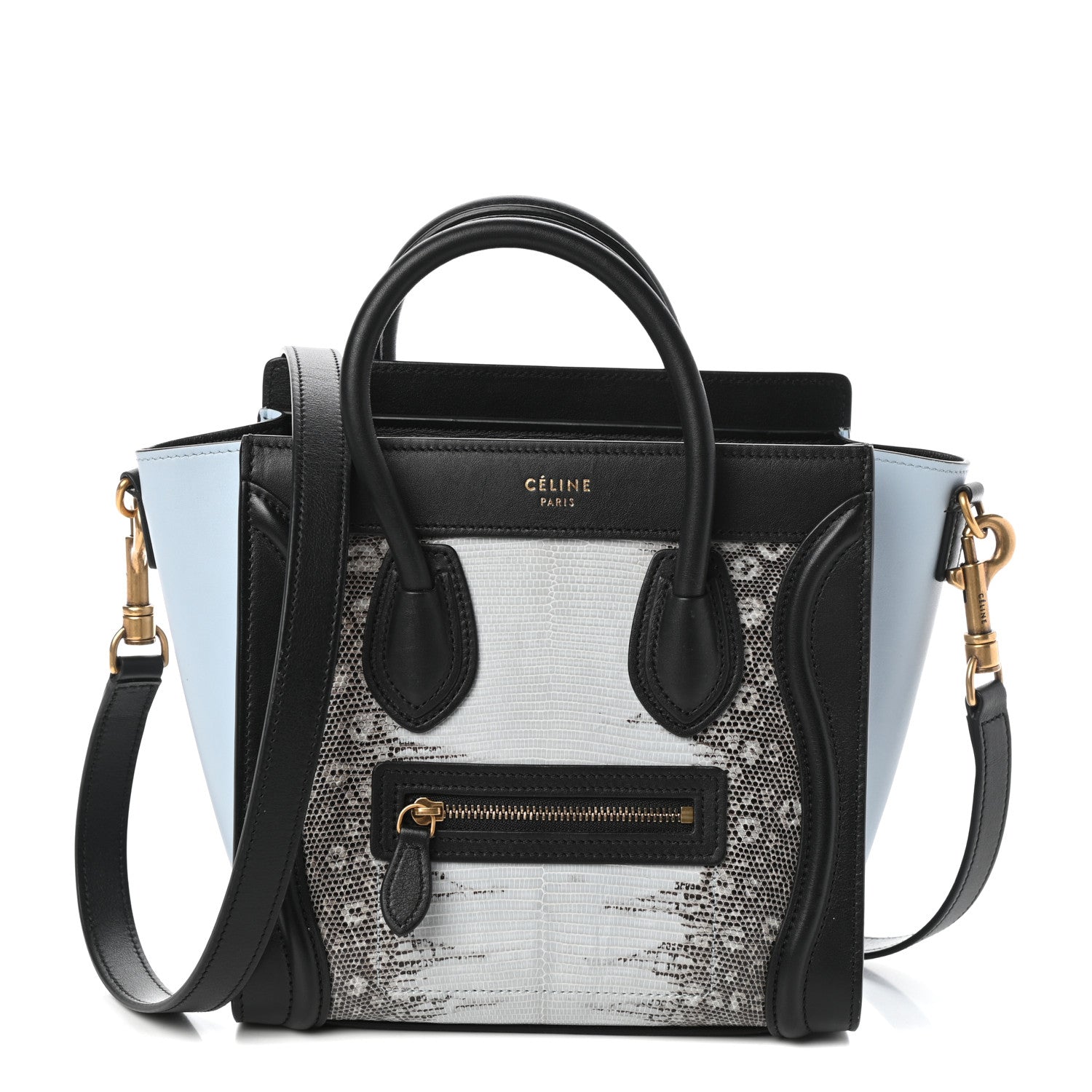 Celine Lizard Smooth Calfskin Nano Tri-Color Luggage Mineral 1 of 9