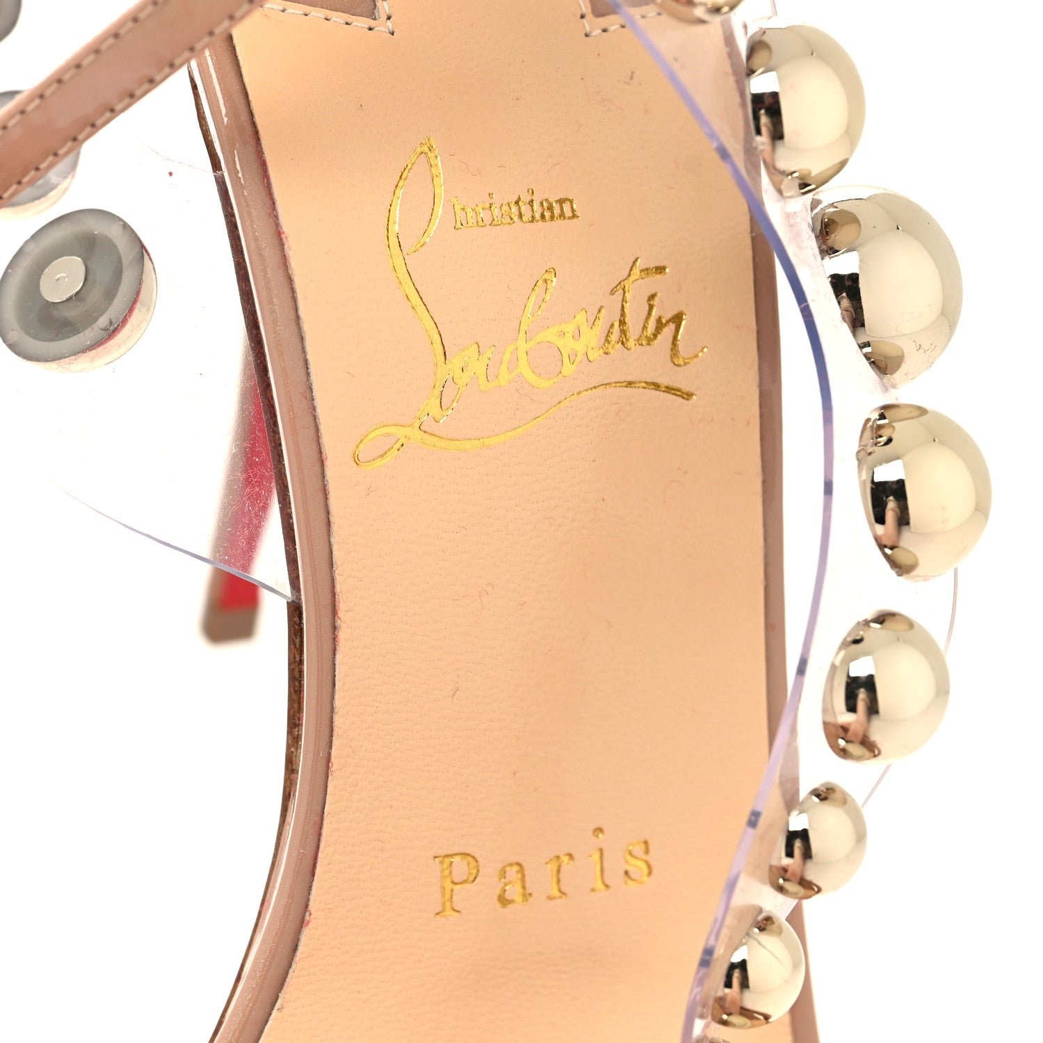 Christian Louboutin Patent PVC Corinetta 100 Sandals 37 Nude 7 of 9