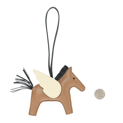 Hermes Milo Lambskin Grigri Rodeo Pegase Horse Bag Charm MM Sesame Black Nata 2 of 5