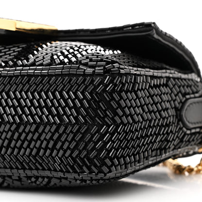 Fendi Enamel Nappa Beaded Woven Mini Baguette Black 10 of 10