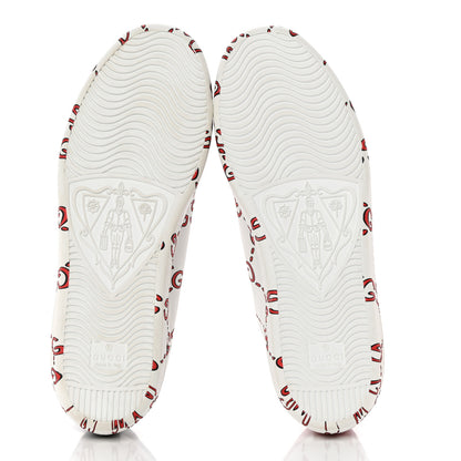 Gucci Calfskin GucciGhost Print Womens Ace Sneakers 39.5 White Hibiscus Red 5 of 16