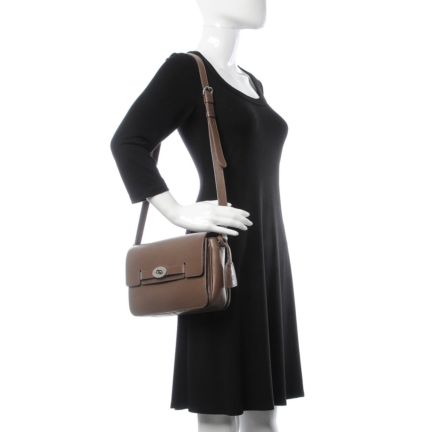 Shiny Goatskin Bayswater Shoulder Bag Taupe