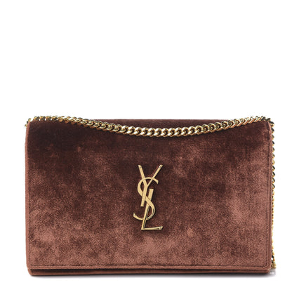 Saint Laurent Textured Velour Monogram Chain Wallet Red Clay 1 of 9
