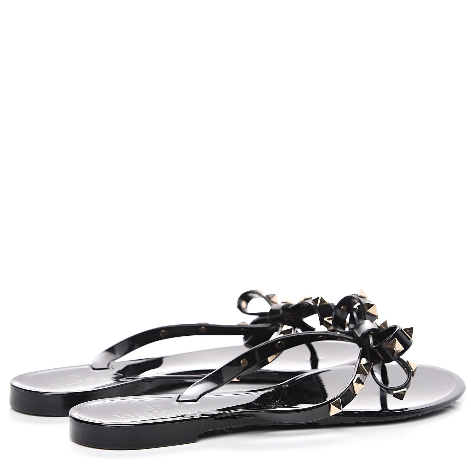 Valentino Garavani PVC Jelly Rockstud Bow Thong Sandals 39 Black 4 of 7