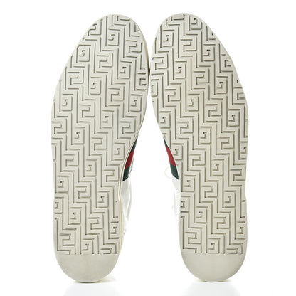 Gucci Calfskin Crocodile Web Mens Ace Sneakers 13 White Green 6 of 13