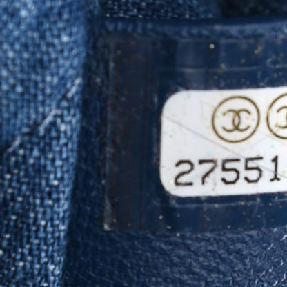 Chanel Denim Printed Shopping Bag Blue 7 of 9