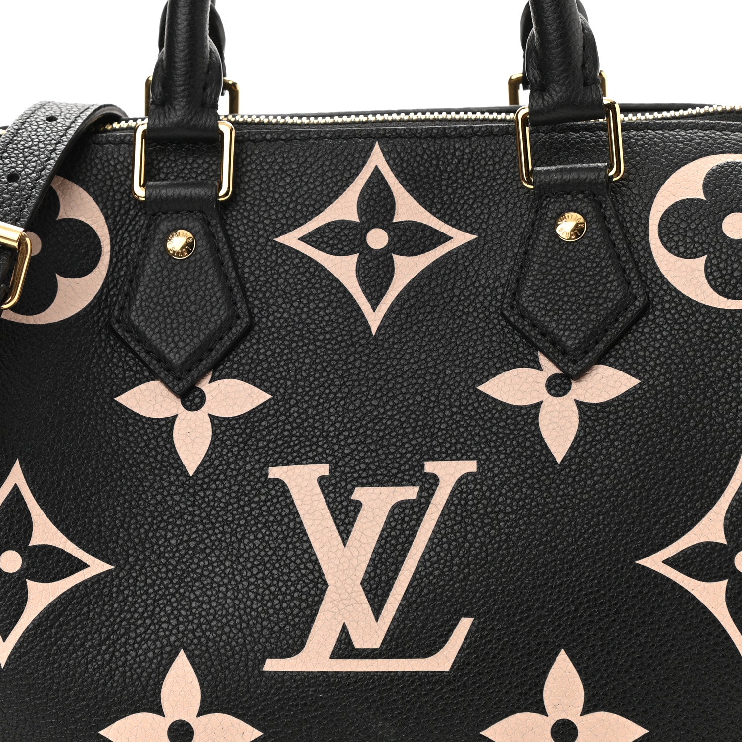 Louis Vuitton Empreinte Monogram Giant Speedy Bandouliere 25 Black Beige 8 of 10