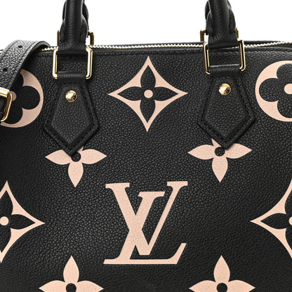 Louis Vuitton Empreinte Monogram Giant Speedy Bandouliere 25 Black Beige 8 of 10