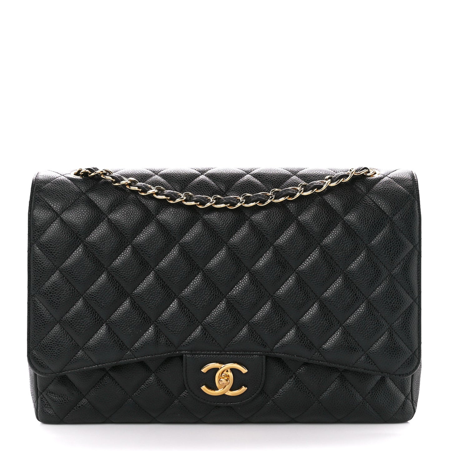 Caviar Quilted Maxi Double Flap Black