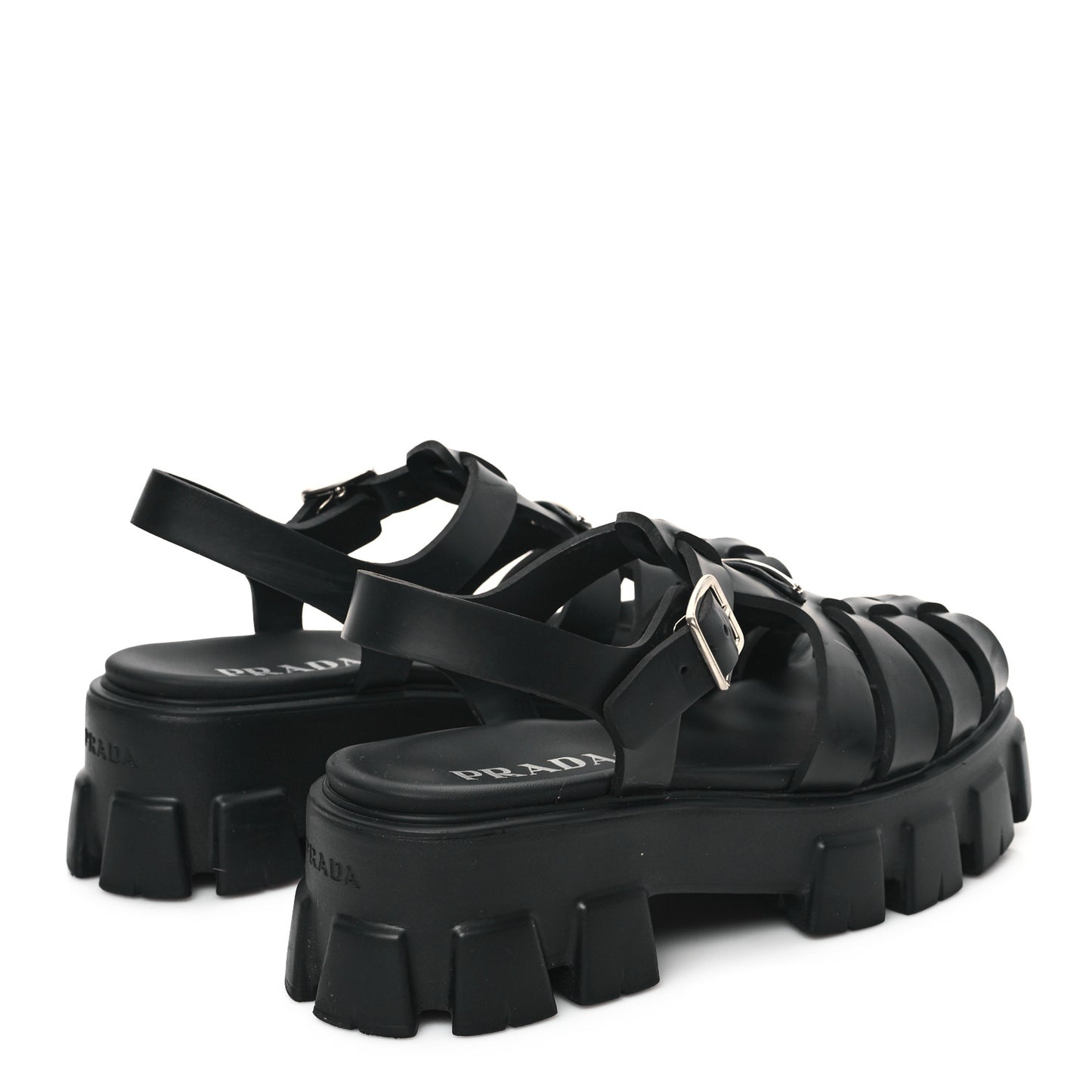 Foam Rubber Triangle Logo Monolith 55mm Cage Sandals 41 Black