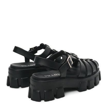 Prada Foam Rubber Triangle Logo Monolith 55mm Cage Sandals 41 Black 4 of 9