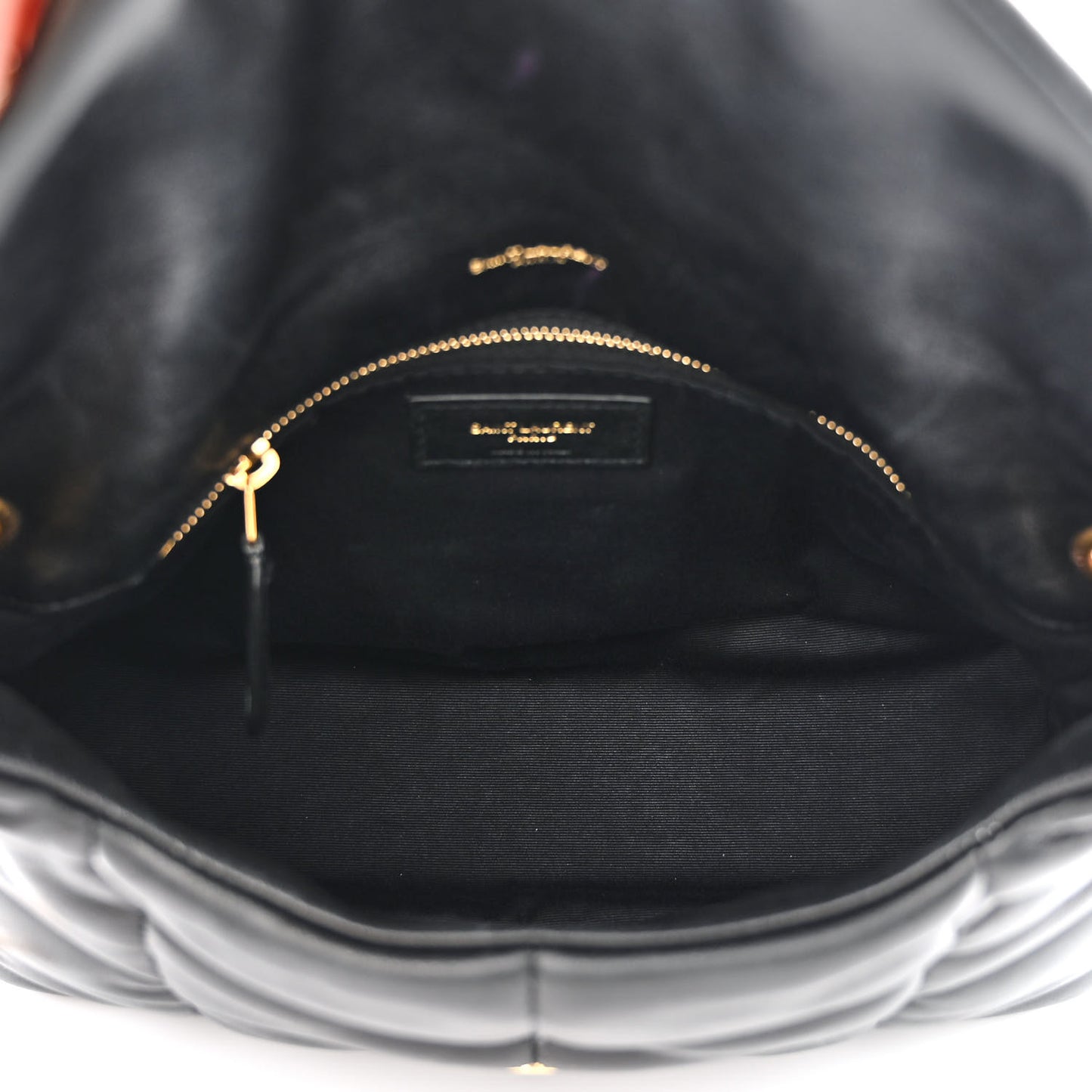 Lambskin Quilted Small Loulou Puffer Monogram Chain Satchel Black