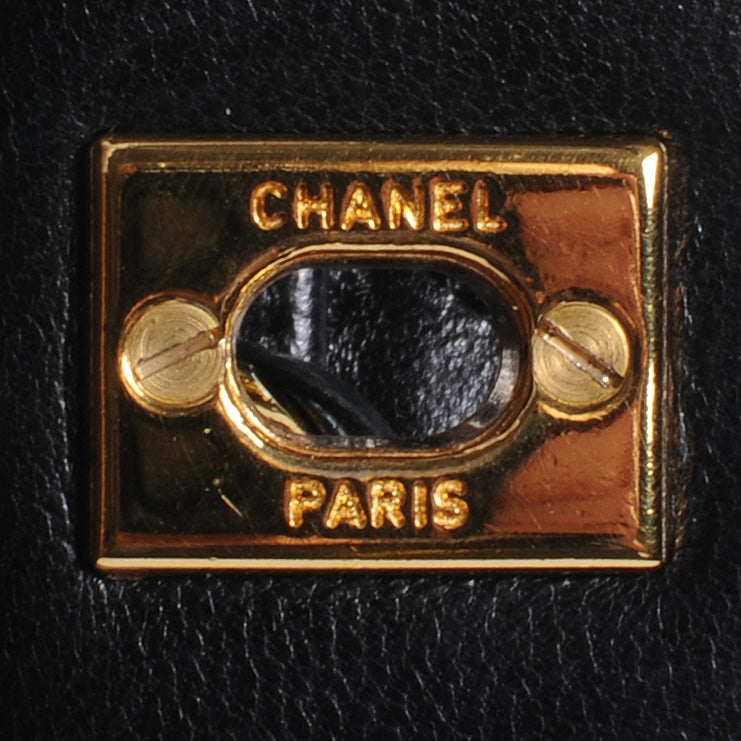 Lambskin Medium Double Flap Black