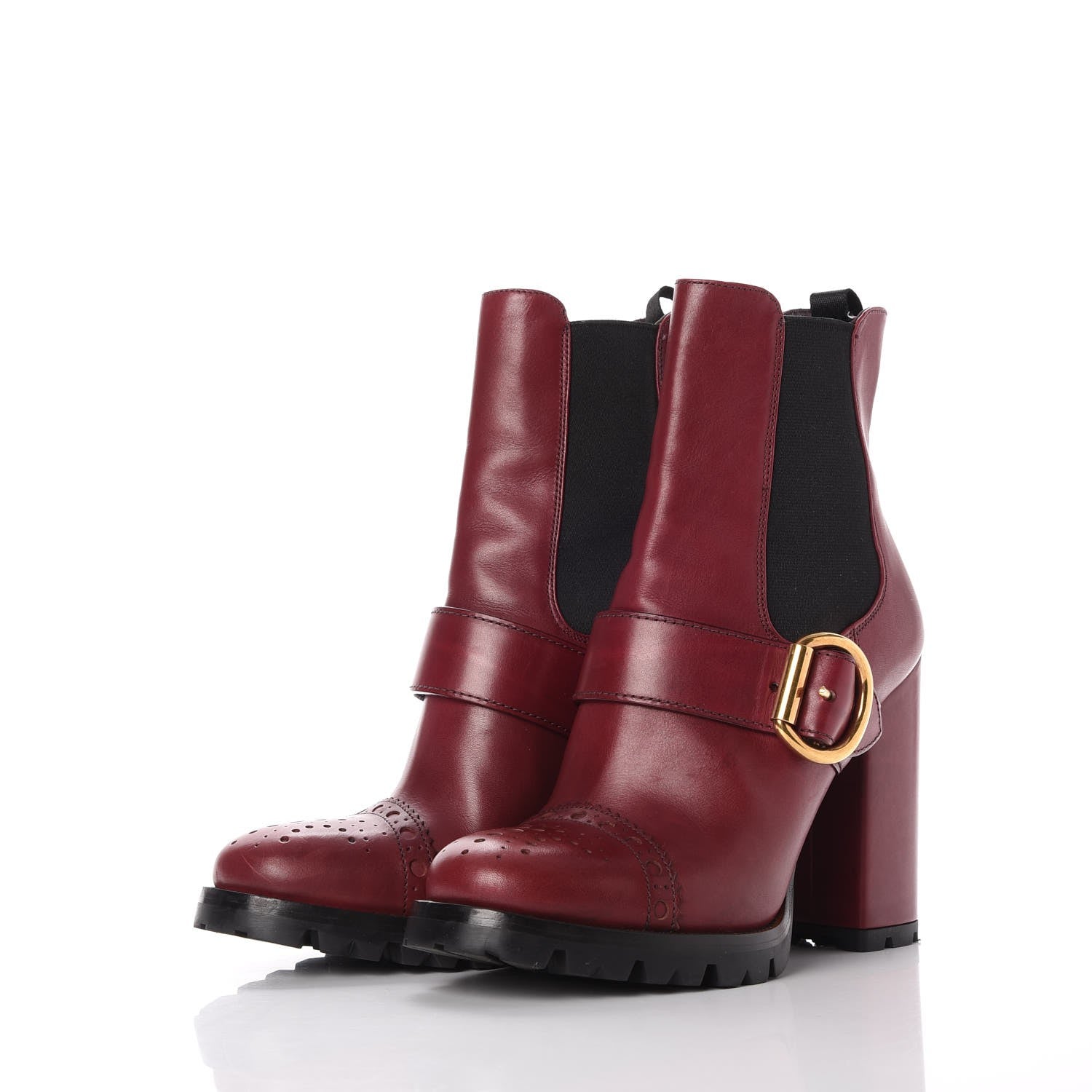 Prada Calfskin Cap Toe Chelsea Boots 38 Amaranto 3 of 14