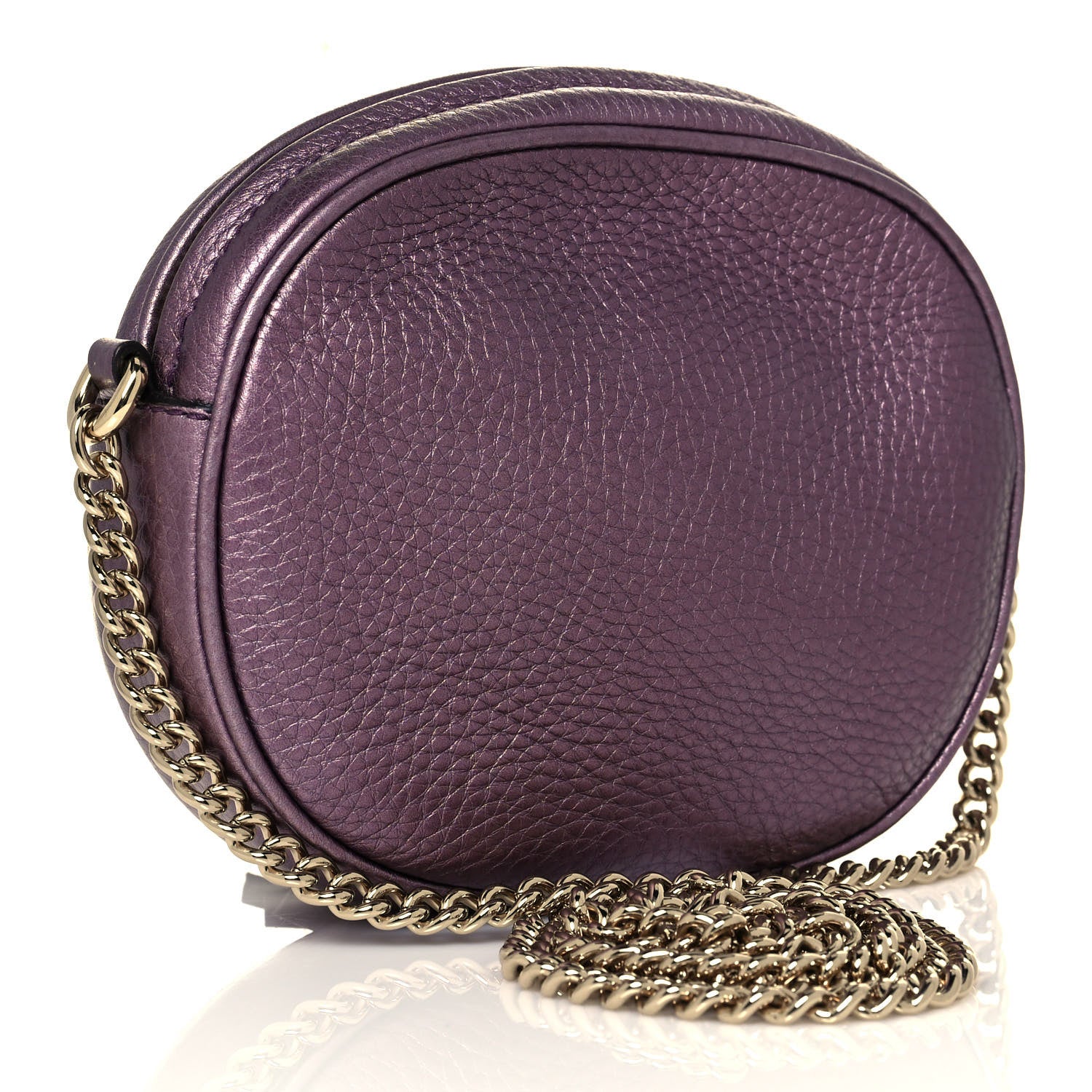 Gucci Metallic Pebbled Calfskin Mini Soho Chain Bag Purple 3 of 14