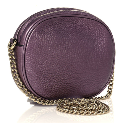 Gucci Metallic Pebbled Calfskin Mini Soho Chain Bag Purple 3 of 14