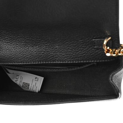 Versace Grainy Calfskin Virtus V Mini Wallet Chain Crossbody Black 5 of 8