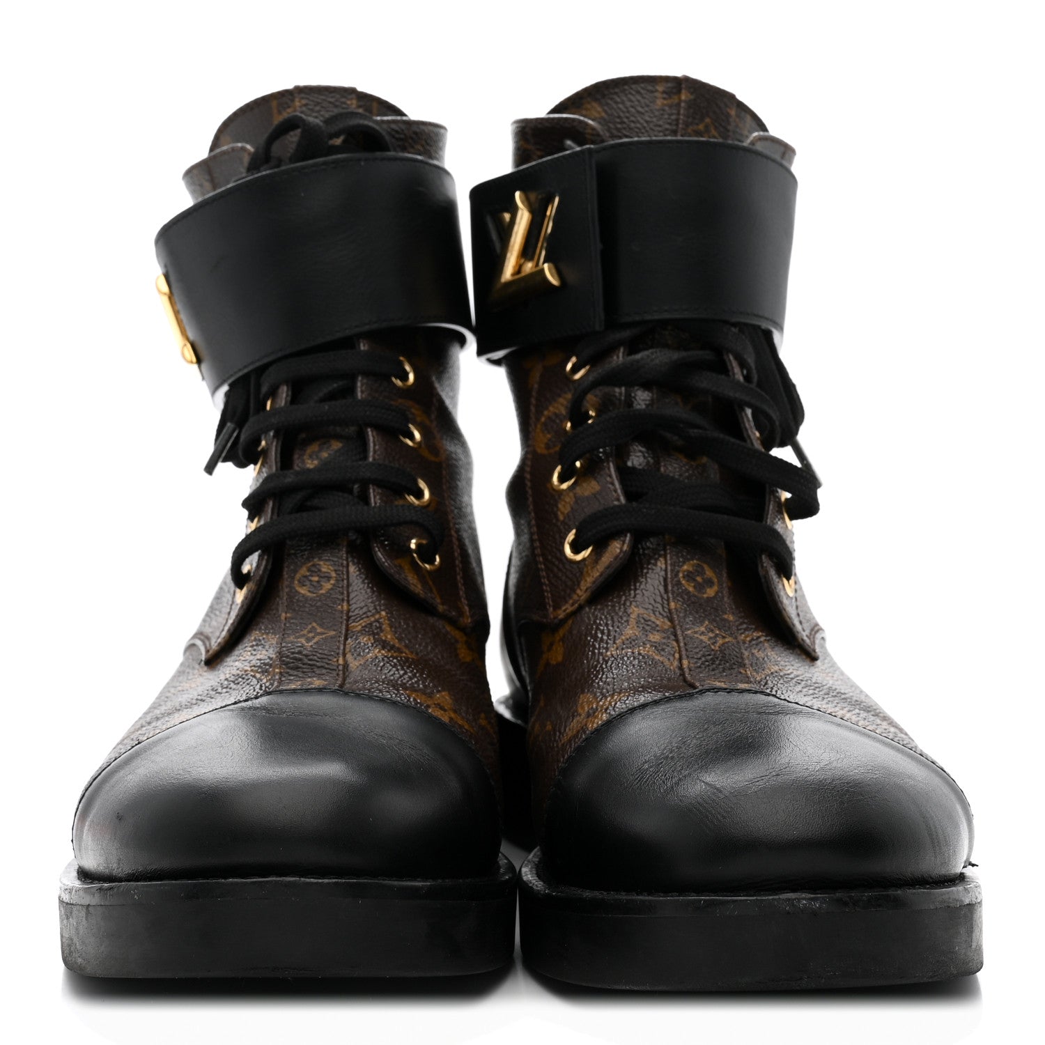 Louis Vuitton Calfskin Monogram Wonderland Flat Ranger Boots 41 Black 3 of 10