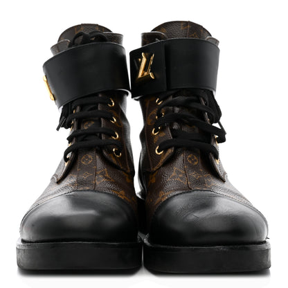 Louis Vuitton Calfskin Monogram Wonderland Flat Ranger Boots 41 Black 3 of 10