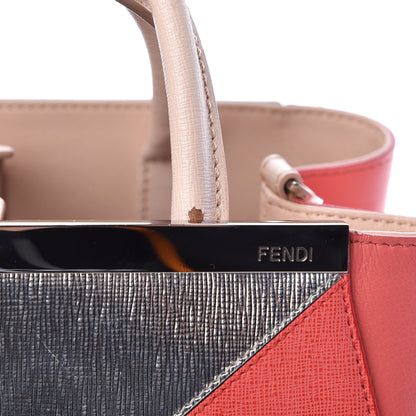 Fendi Vitello Elite Calfskin Colorblock Petite 2Jours Tote Argento Plaster 11 of 14