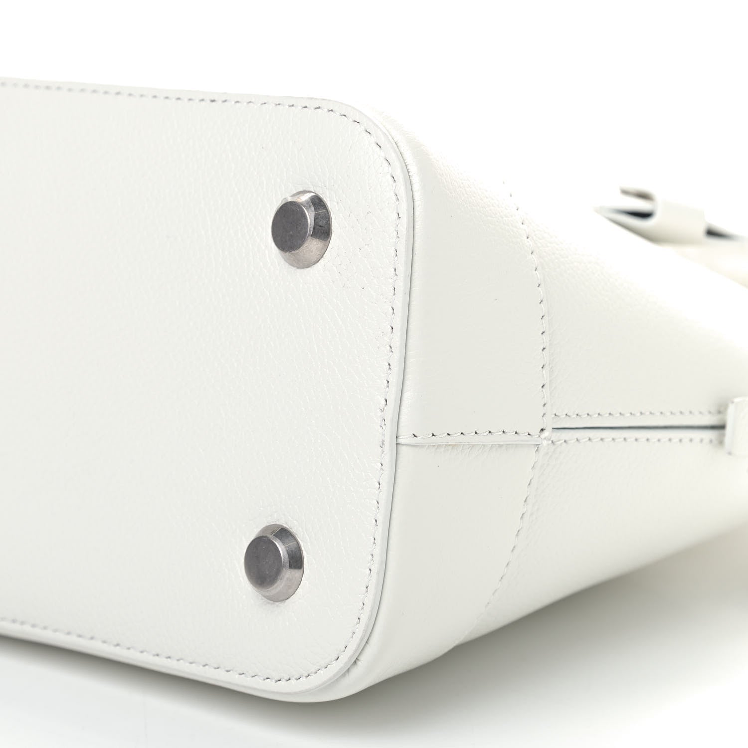Balenciaga Grained Calfskin Logo S Ville Top Handle Bag White Black 6 of 10