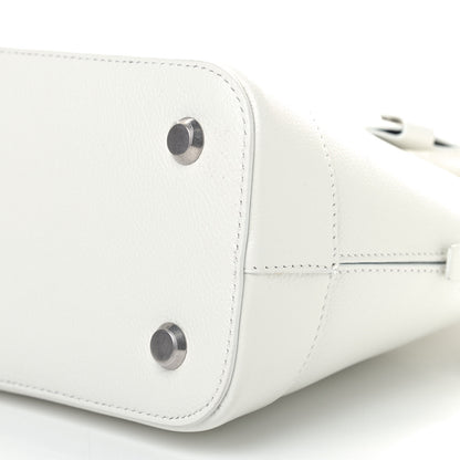 Balenciaga Grained Calfskin Logo S Ville Top Handle Bag White Black 6 of 10