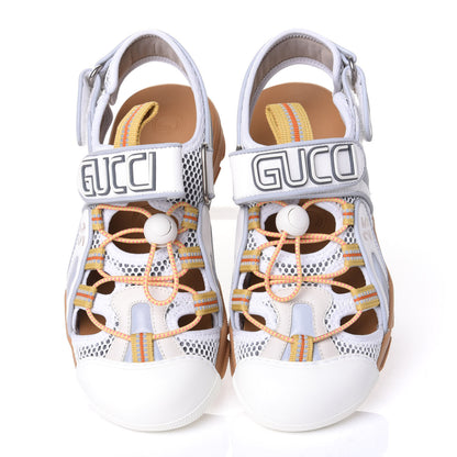 Gucci Mesh Fabric Tinsel Sport Sandals 37 White Silver 5 of 12