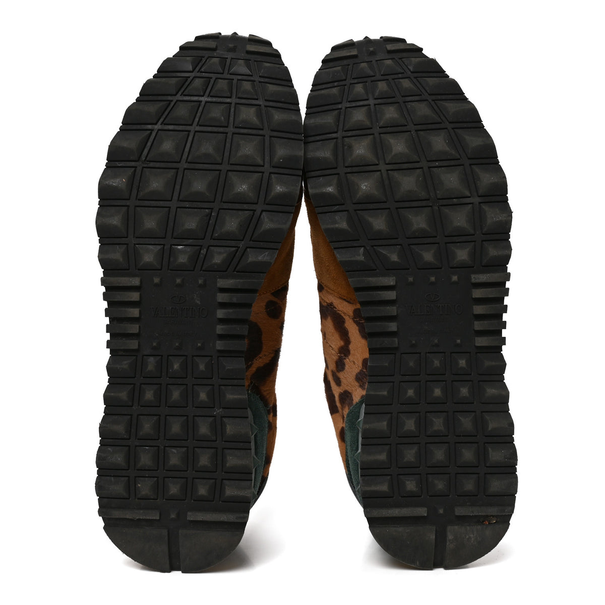 Calf Hair Suede Leopard Print Womens Rockrunner Sneakers 42 Multicolor