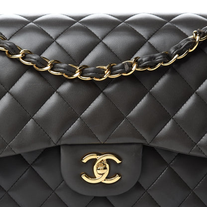 Chanel Lambskin Quilted Jumbo Double Flap Grey 12 of 12