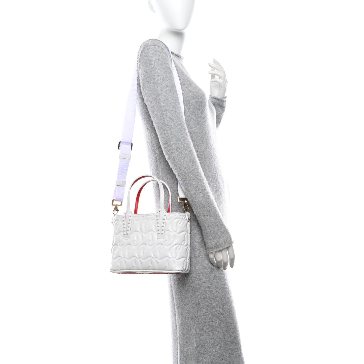 Nappa Embossed Mini East West Cabata Tote White