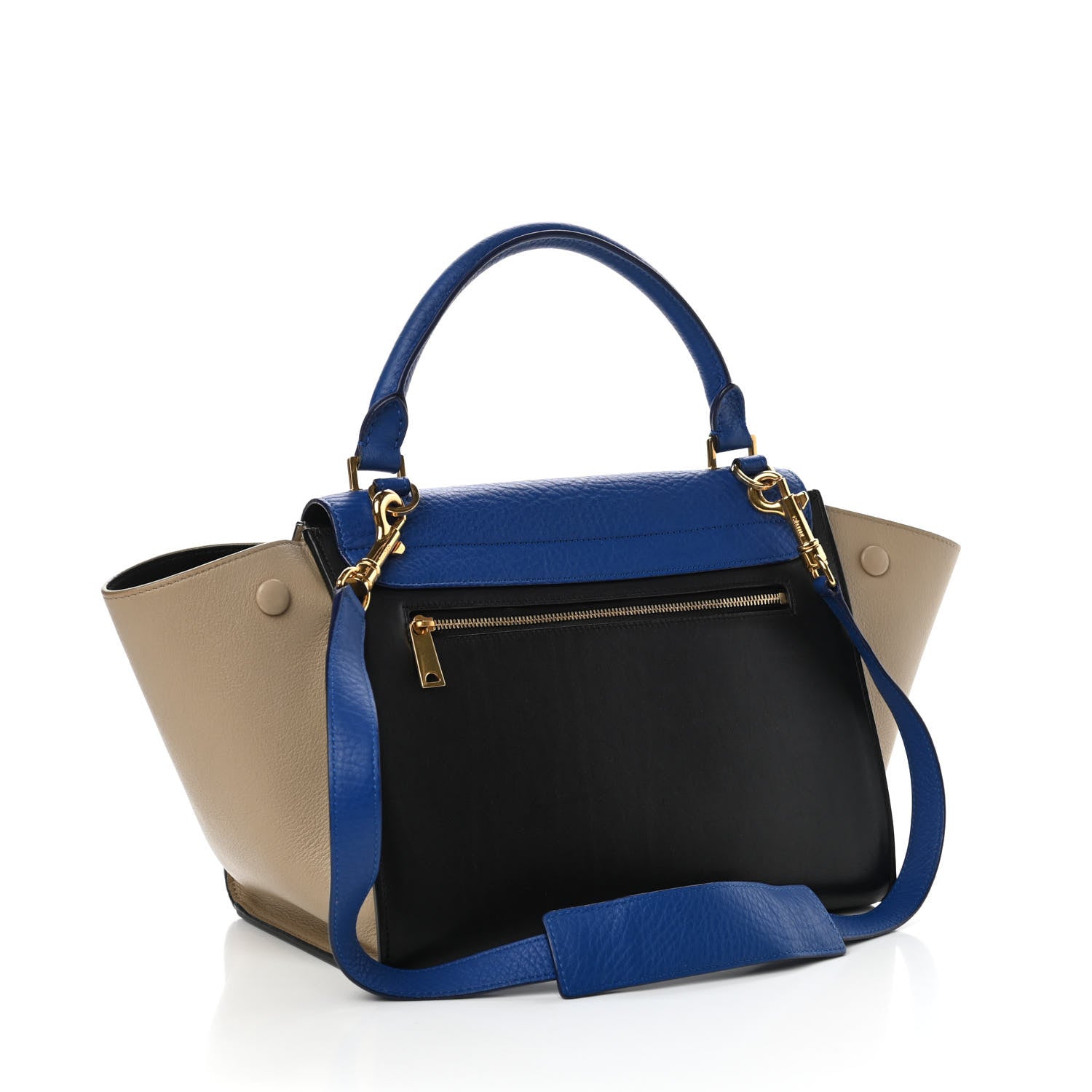 Celine Elephant Calfskin Small Tri-Color Trapeze Indigo 3 of 9