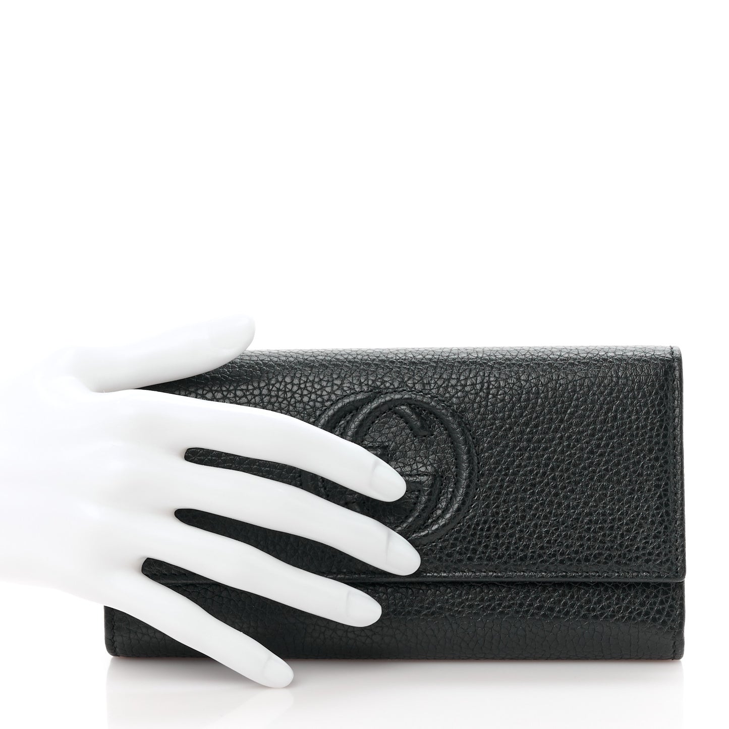 Pebbled Calfskin Large Soho Continental Wallet Black