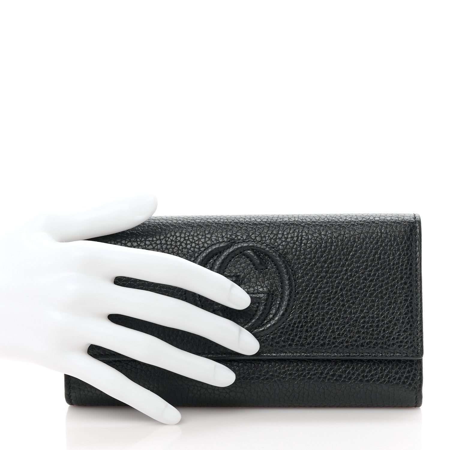 Gucci Pebbled Calfskin Large Soho Continental Wallet Black 2 of 11