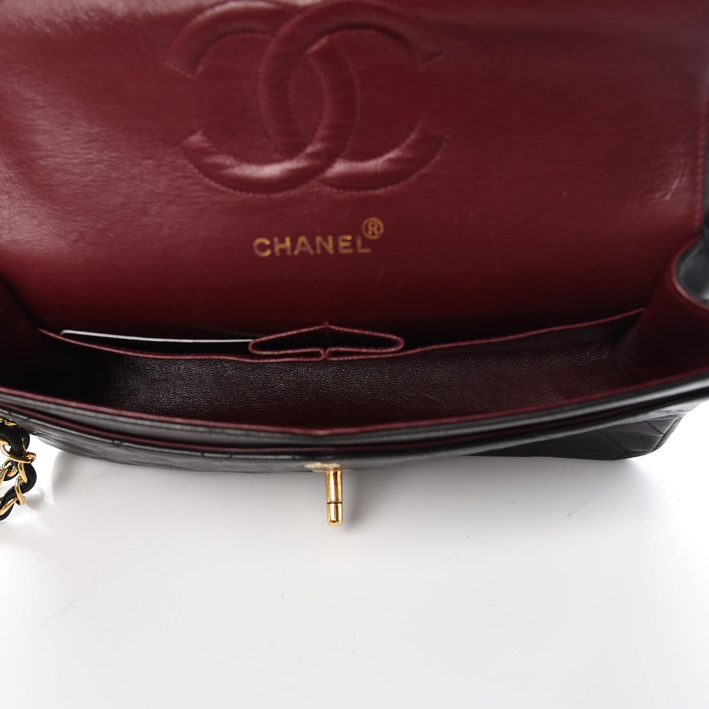 Lambskin Quilted Medium Double Flap Black