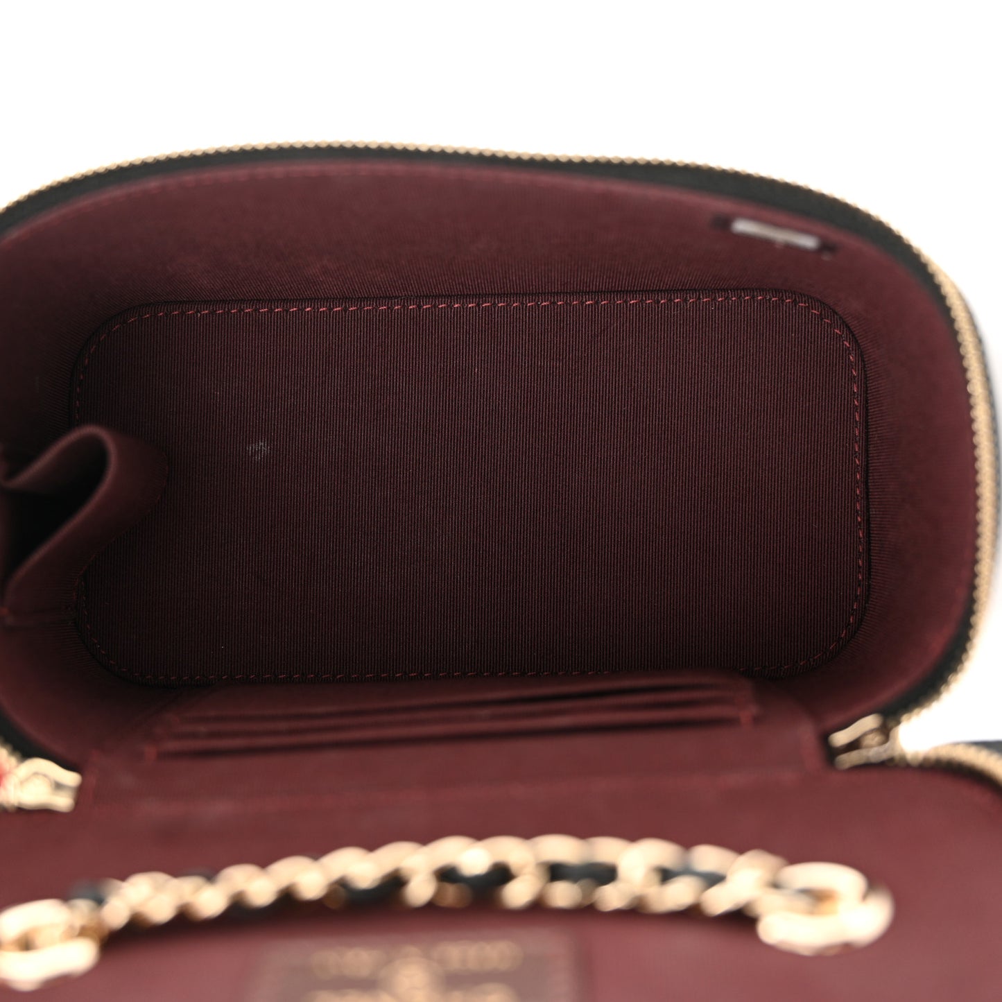 Caviar Quilted Small Vanity Case With Chain Black