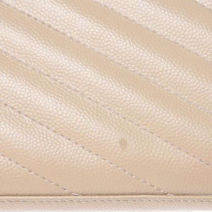 Saint Laurent Grain De Poudre Matelasse Chevron Monogram Chain Wallet Deep Beige 15 of 18