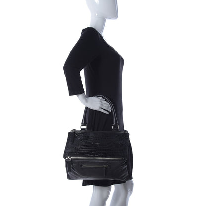 Givenchy Smooth Calfskin Crocodile Embossed Medium Pandora Black 3 of 10