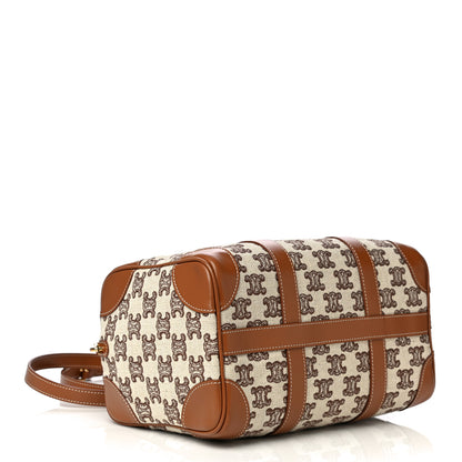 Celine Triomphe Textile Calfskin Small Boston Bag Brown 5 of 12
