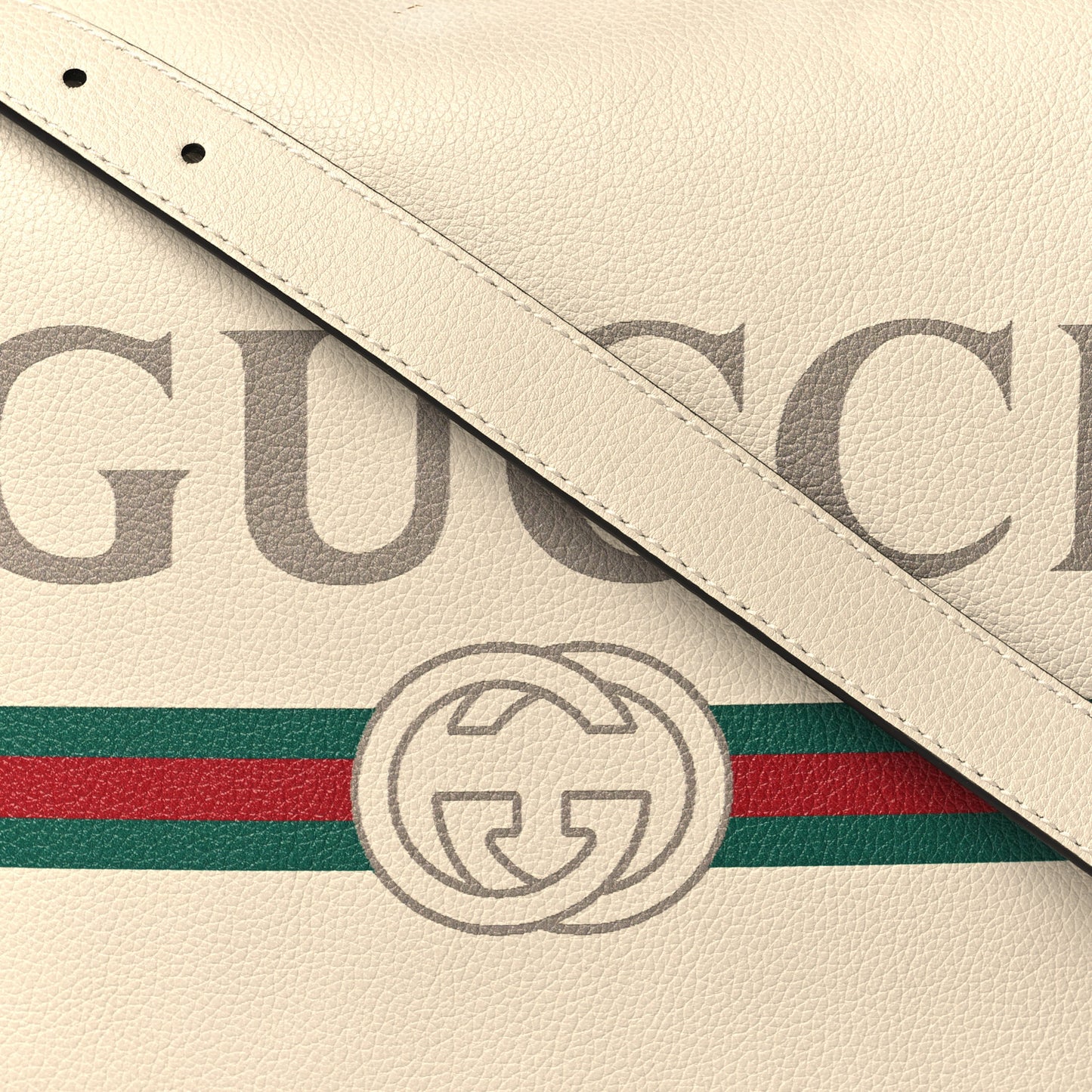 Grained Calfskin Logo Half Moon Hobo White