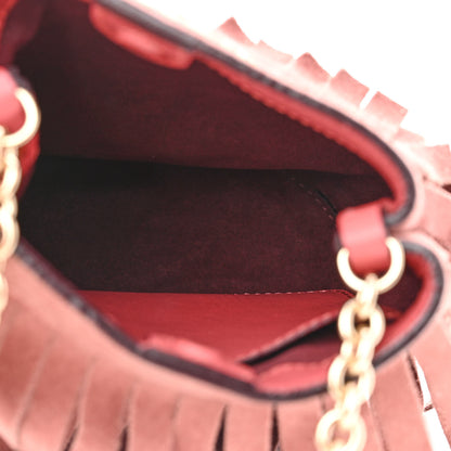 Burberry Suede Fringe Mini Bucket Bag Russet Pink 5 of 13