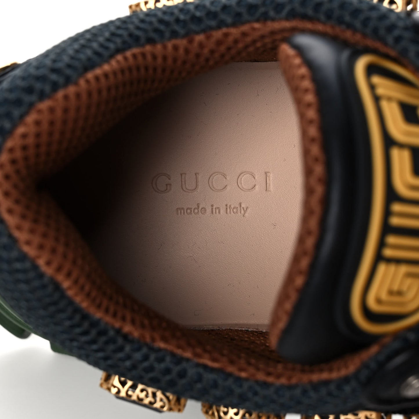 X SEGA Mesh Suede Calfskin Removable Crystals Flashtrek Sneakers 37.5 Loess Black Olive Green