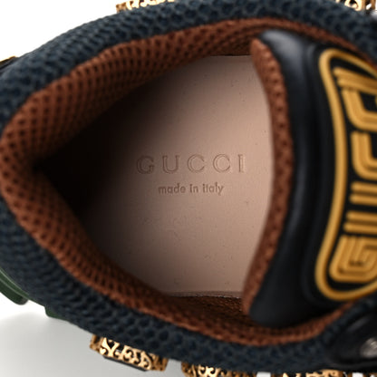 Gucci X SEGA Mesh Suede Calfskin Removable Crystals Flashtrek Sneakers 37.5 Loess Black Olive Green 7 of 8