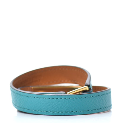 Hermes Epsom Rivale Double Tour Bracelet XS Bleu Paon 3 of 5