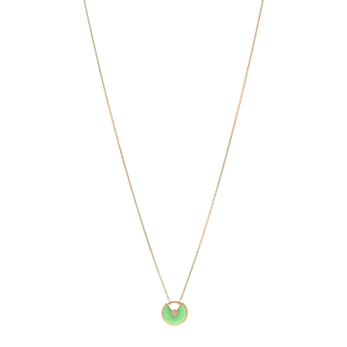 18K Yellow Gold Diamond Chrysoprase XS Amulette de Cartier Pendant Necklace