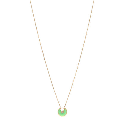 Cartier 18K Yellow Gold Diamond Chrysoprase XS Amulette de Cartier Pendant Necklace 1 of 4
