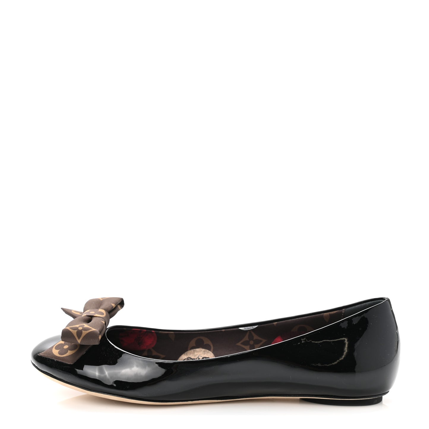Patent Monogram Nylon Bow Popi Ballerina Flats 39.5 Black