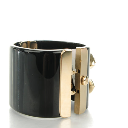 Chanel Resin Crystal Pearl CC Cuff Black 3 of 7