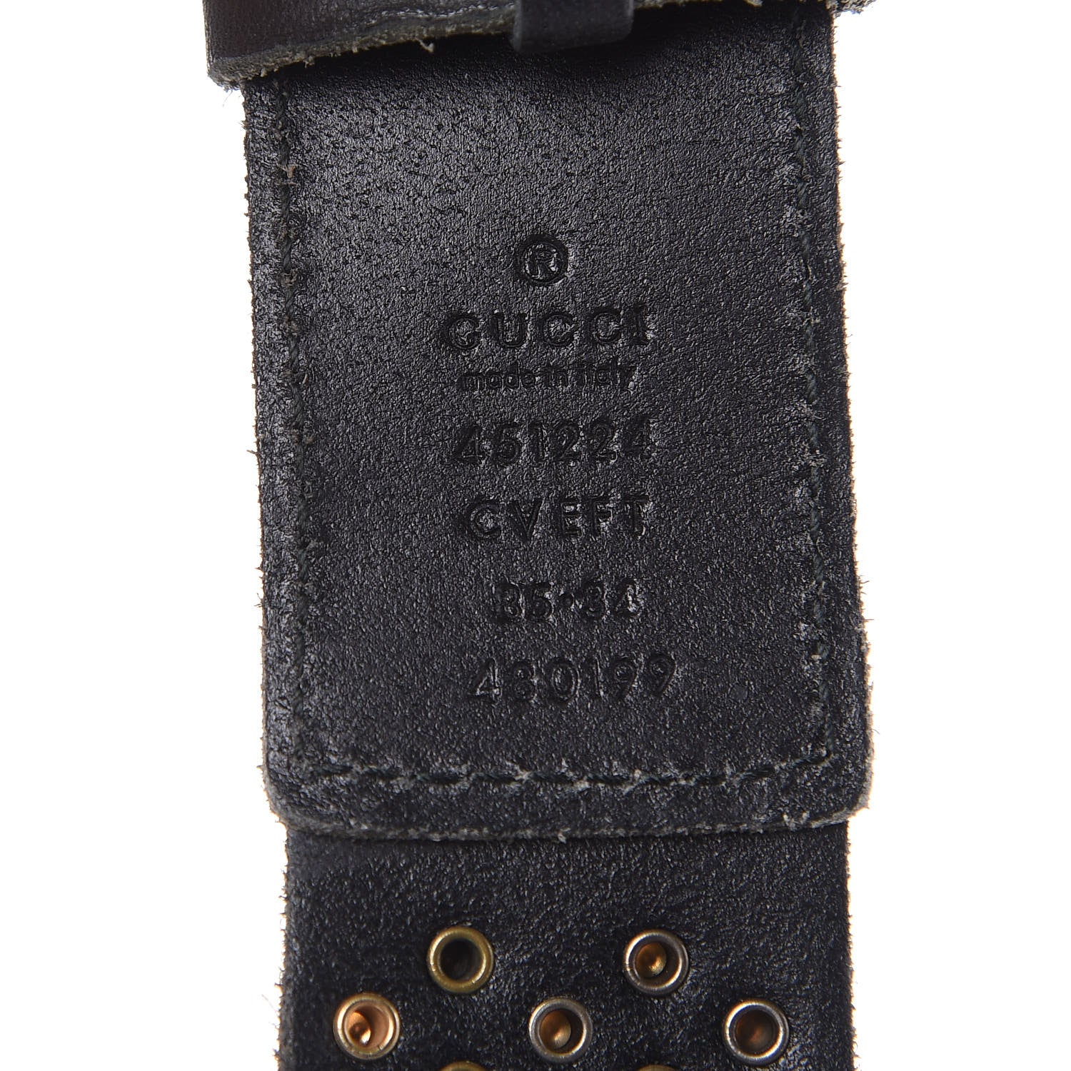 Gucci Calfskin Studded Feline Belt 85 34 Black 4 of 6